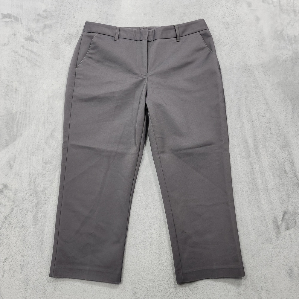Maurices Dress Pants Womens 7/8 Gray Twill Crop Straight Leg Stretch Office